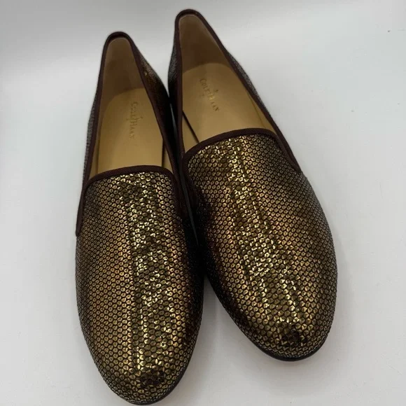 Cole Haan Womens Shoes Nike Air SABRINA bronze Sequin Slip On Loafers Size 10.5 - Picture 2 of 6